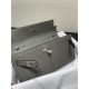 Hermes Kelly Classique To Go wallet Epsom calfskin Dark Grey Silver-Metal WAX High