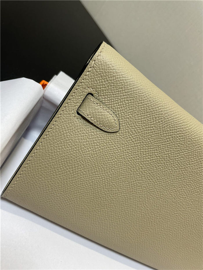 Hermes Kelly Classique To Go wallet Epsom calfskin Warm Grey Gold-Metal WAX High