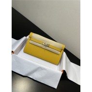 Hermes Kelly Classique To Go wallet Epsom calfskin Yellow Gold-Metal WAX High