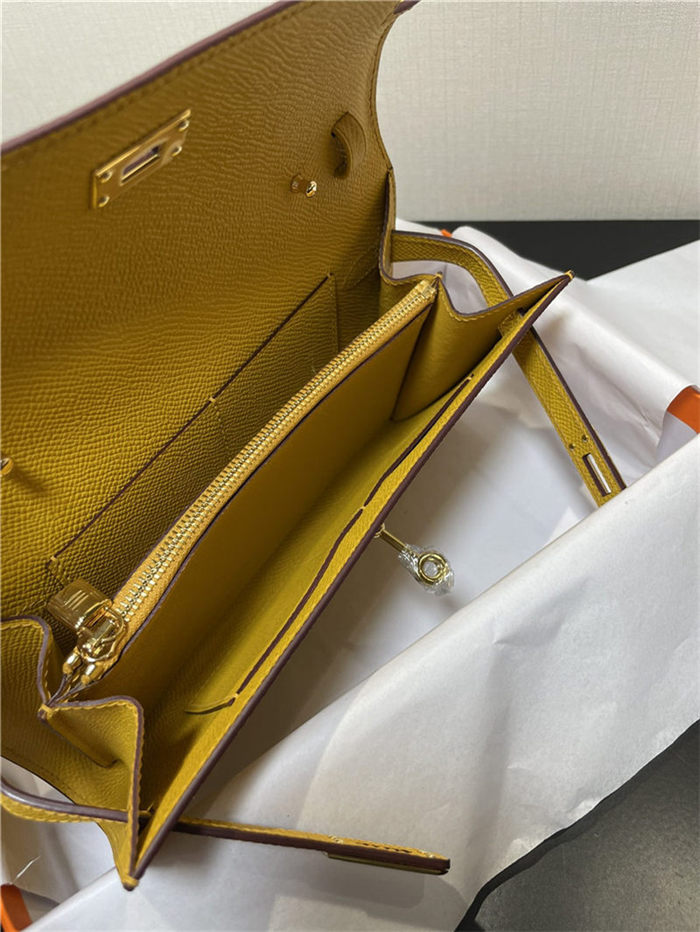 Hermes Kelly Classique To Go wallet Epsom calfskin Yellow Gold-Metal WAX High