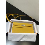 Hermes Kelly Classique To Go wallet Epsom calfskin Yellow Silver-Metal WAX High