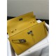 Hermes Kelly Classique To Go wallet Epsom calfskin Yellow Silver-Metal WAX High