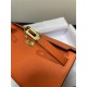 Hermes Kelly Classique To Go wallet Epsom calfskin Orange Gold-Metal WAX High