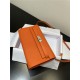 Hermes Kelly Classique To Go wallet Epsom calfskin Orange Silver-Metal WAX High