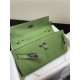 Hermes Kelly Classique To Go wallet Epsom calfskin Green Silver-Metal WAX High