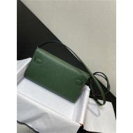 Hermes Kelly Classique To Go wallet Epsom calfskin Olive Silver-Metal WAX High