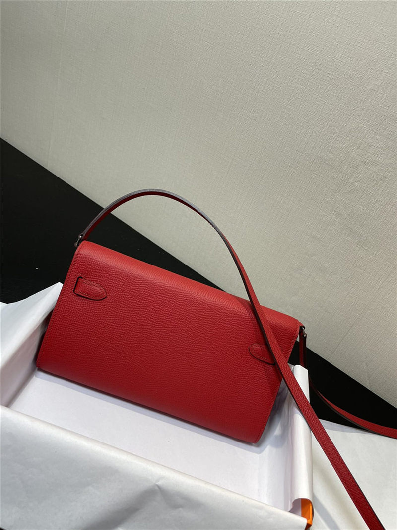 Hermes Kelly Classique To Go wallet Epsom calfskin Red Silver-Metal WAX High