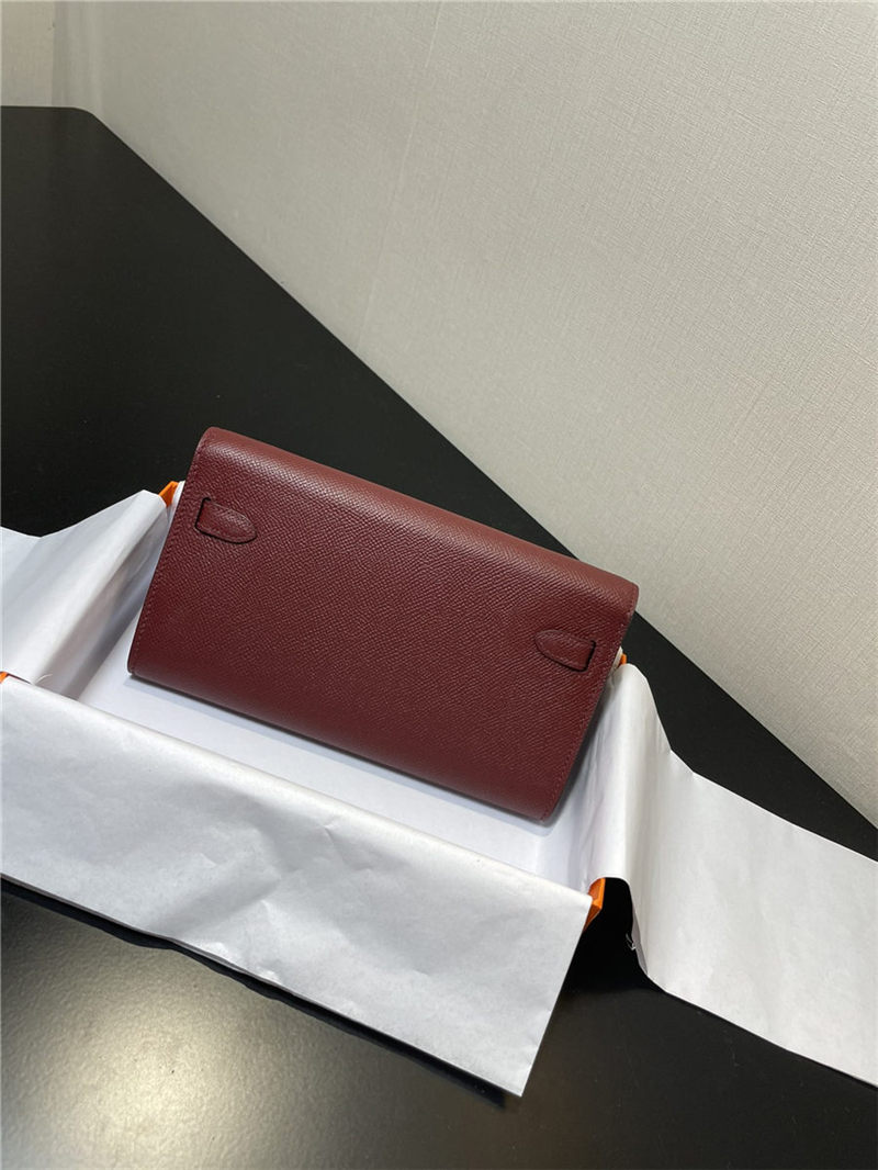 Hermes Kelly Classique To Go wallet Epsom calfskin Burgundy Gold-Metal WAX High