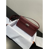 Hermes Kelly Classique To Go wallet Epsom calfskin Burgundy Silver-Metal WAX High