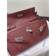 Hermes Kelly Classique To Go wallet Epsom calfskin Burgundy Silver-Metal WAX High