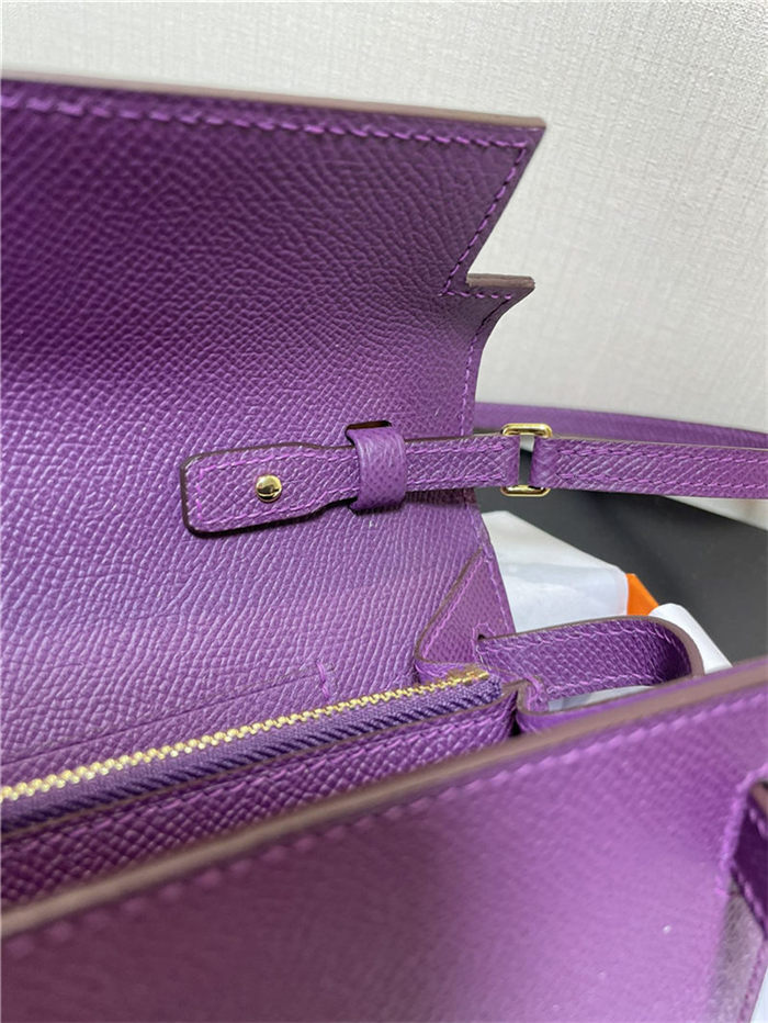 Hermes Kelly Classique To Go wallet Epsom calfskin Purple Gold-Metal WAX High