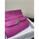 Hermes Kelly Classique To Go wallet Epsom calfskin Fuchsia Silver-Metal WAX High