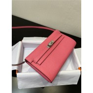 Hermes Kelly Classique To Go wallet Epsom calfskin Rose Pink Silver-Metal WAX High