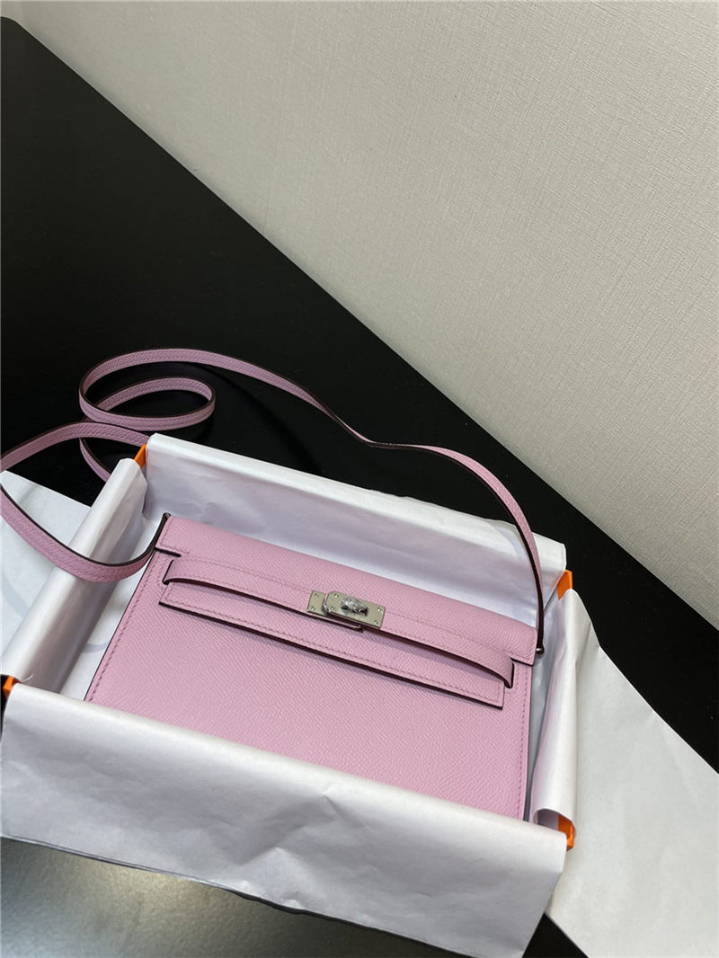 Hermes Kelly Classique To Go wallet Epsom calfskin Lilac Silver-Metal WAX High