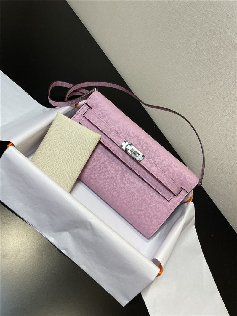 Hermes Kelly Classique To Go wallet Epsom calfskin Lilac Silver-Metal WAX High