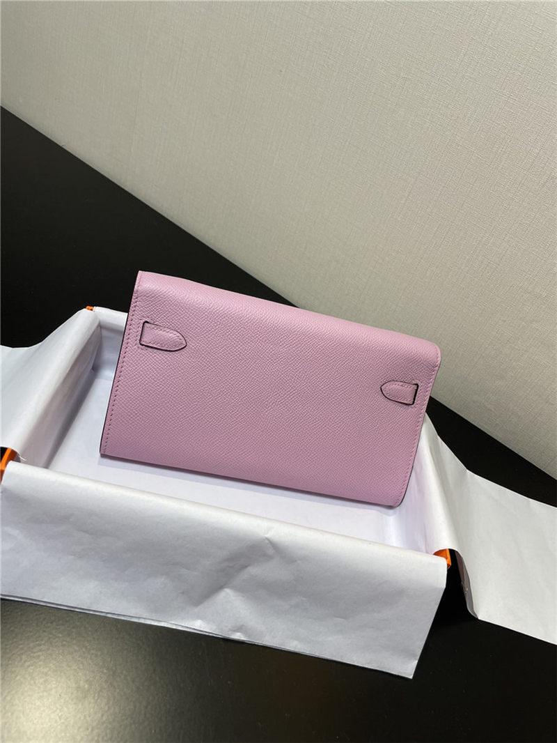 Hermes Kelly Classique To Go wallet Epsom calfskin Lilac Silver-Metal WAX High