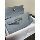 Hermes Kelly Classique To Go wallet Epsom calfskin Grey Blue Silver-Metal WAX High