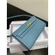 Hermes Kelly Classique To Go wallet Epsom calfskin Denim Blue Gold-Metal WAX High