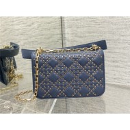 SMALL Dior ADDICT BAG Lucky Star Cannage Lambskin Denim Blue High