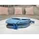 SADDLE BAG Iridescent-finish metal Grained Calfskin Blue High