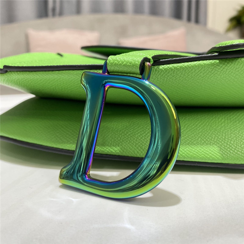 SADDLE BAG Iridescent-finish metal Grained Calfskin Green High