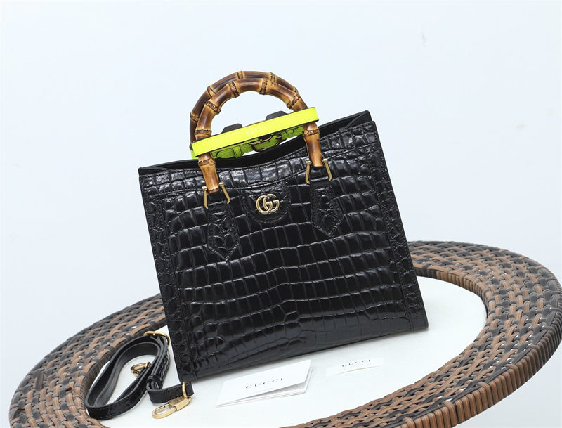 Gucci Diana small tote bag Crocodile 660195 Black High