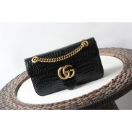 GG Marmont small shoulder bag Crocodile 443497 Black High