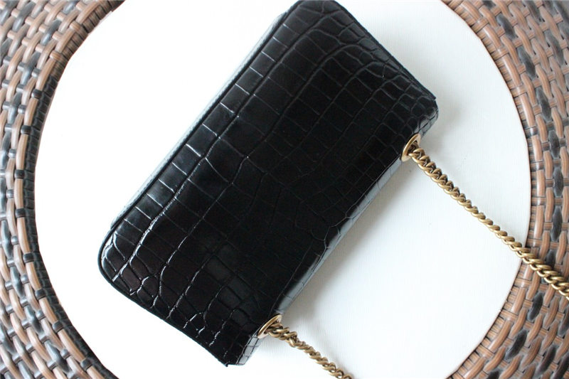 GG Marmont small shoulder bag Crocodile 443497 Black High