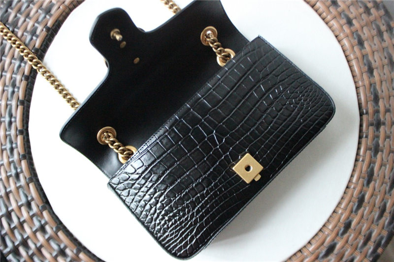 GG Marmont small shoulder bag Crocodile 443497 Black High