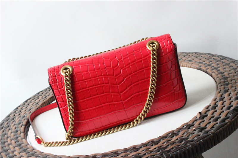 GG Marmont small shoulder bag Crocodile 443497 Red High