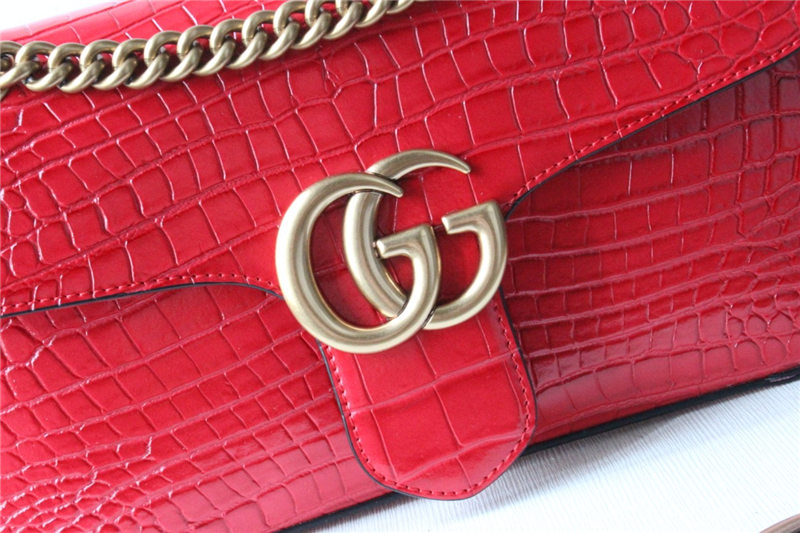 GG Marmont small shoulder bag Crocodile 443497 Red High