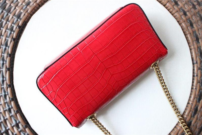 GG Marmont small shoulder bag Crocodile 443497 Red High