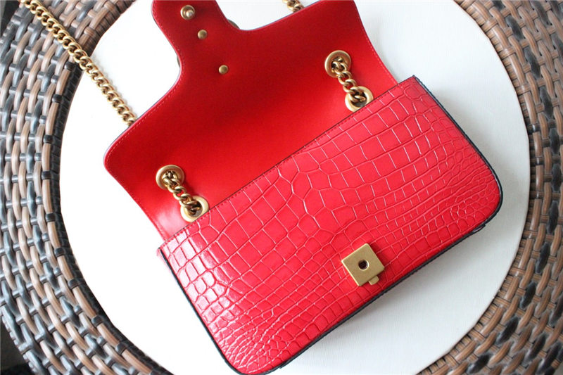 GG Marmont small shoulder bag Crocodile 443497 Red High