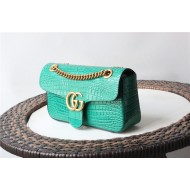 GG Marmont small shoulder bag Crocodile 443497 Green High