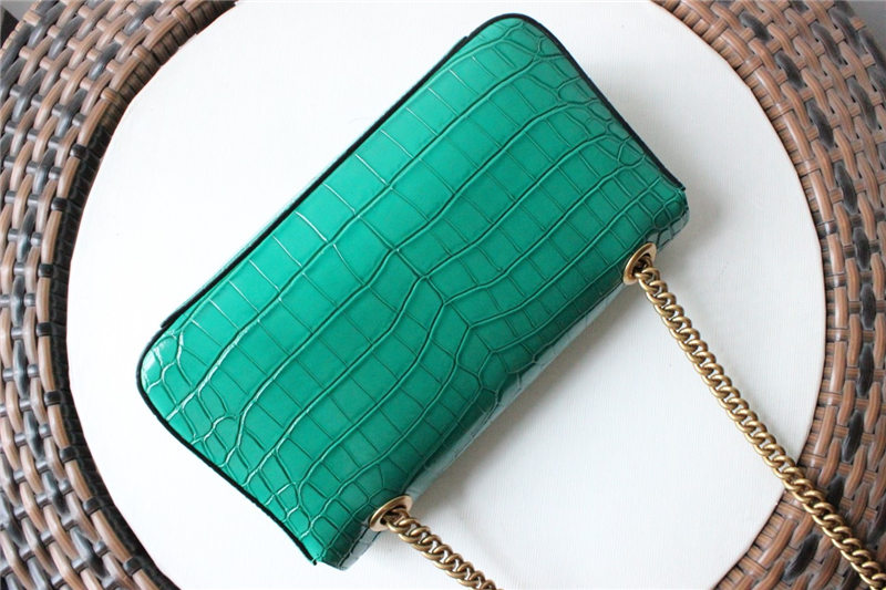 GG Marmont small shoulder bag Crocodile 443497 Green High