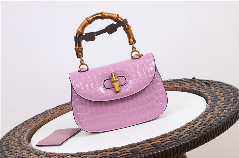 Gucci Bamboo 1947 small top handle bag Crocodile 675797 Pink High