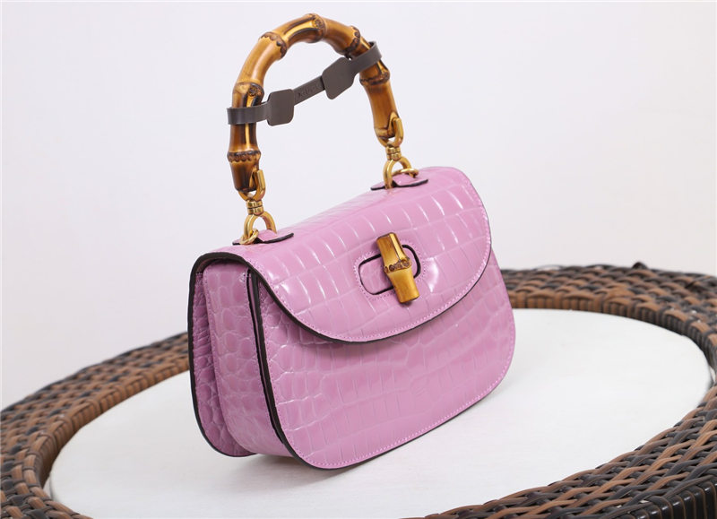 Gucci Bamboo 1947 small top handle bag Crocodile 675797 Pink High