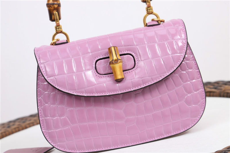 Gucci Bamboo 1947 small top handle bag Crocodile 675797 Pink High