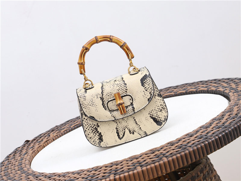 Gucci Bamboo 1947 mini top handle bag Python 686864 Beige High