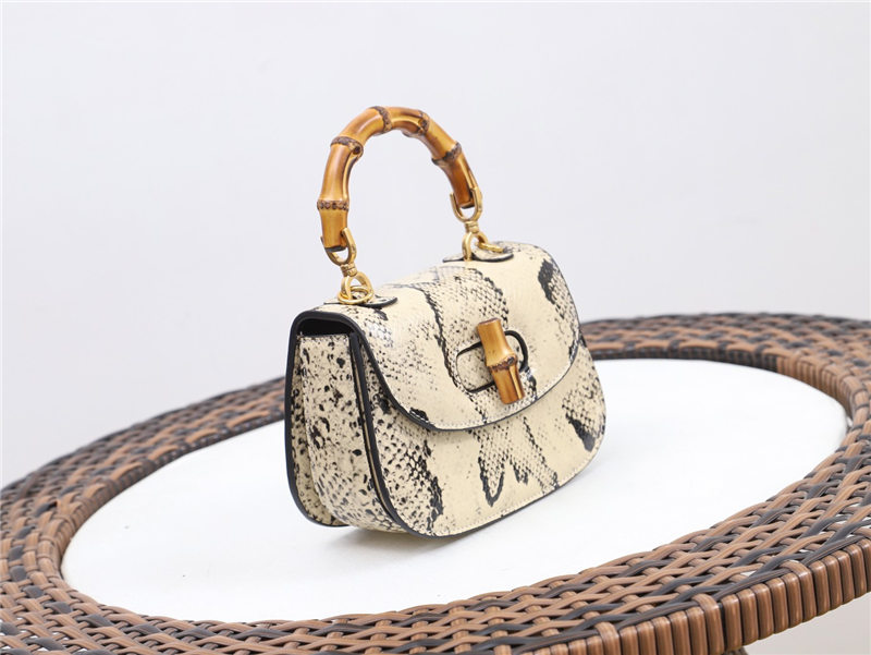 Gucci Bamboo 1947 mini top handle bag Python 686864 Beige High