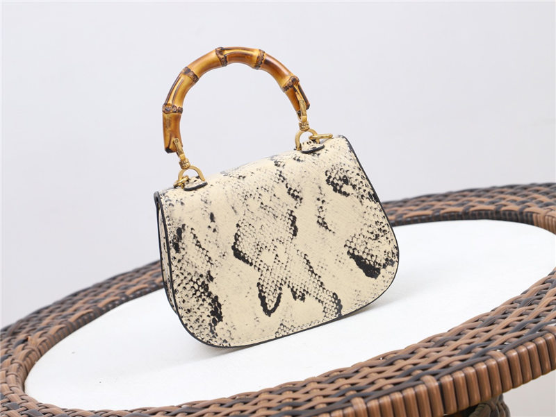 Gucci Bamboo 1947 mini top handle bag Python 686864 Beige High