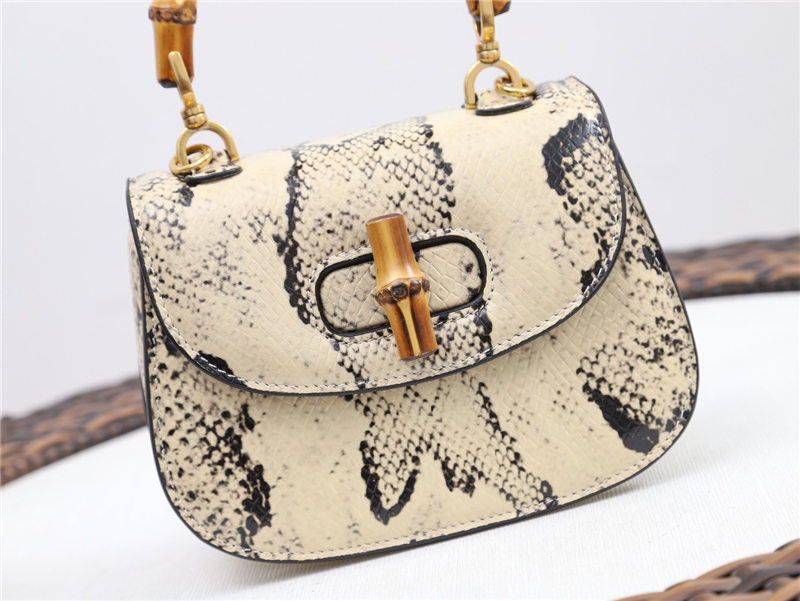 Gucci Bamboo 1947 mini top handle bag Python 686864 Beige High