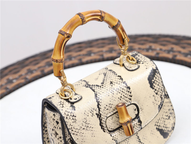 Gucci Bamboo 1947 mini top handle bag Python 686864 Beige High