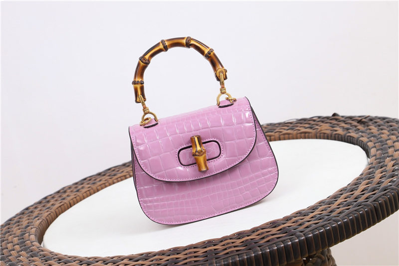 Gucci Bamboo 1947 mini top handle bag Crocodile 686864 Pink High