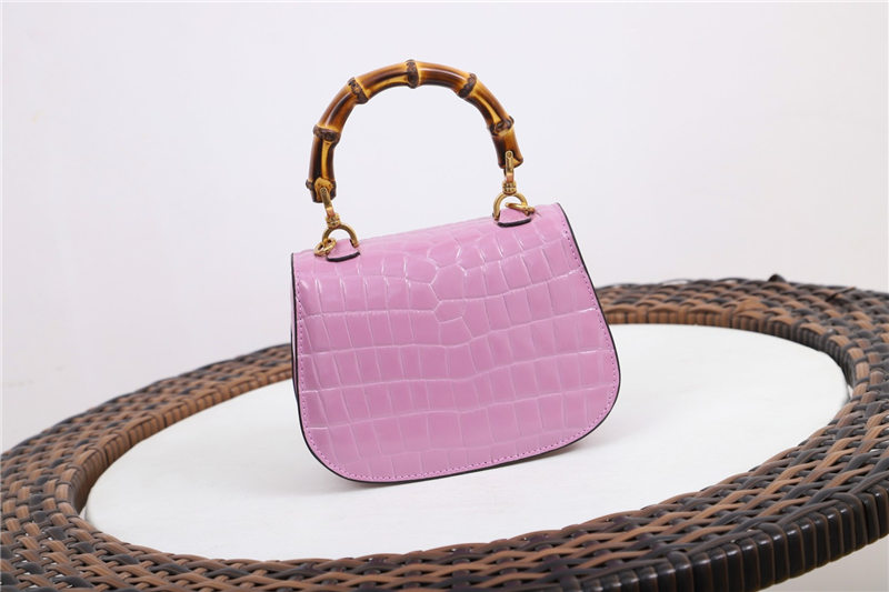 Gucci Bamboo 1947 mini top handle bag Crocodile 686864 Pink High