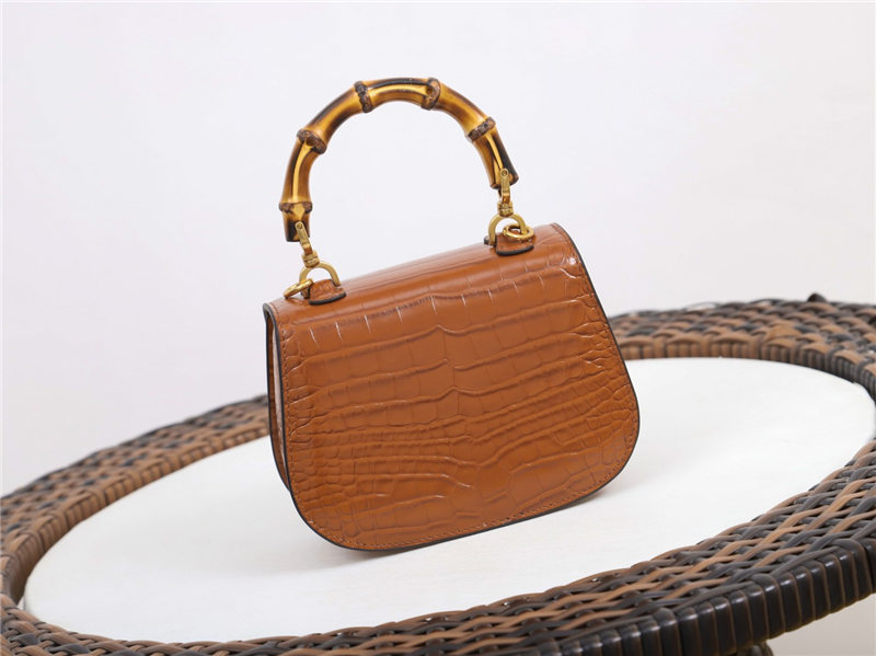 Gucci Bamboo 1947 mini top handle bag Crocodile 686864 Brown High