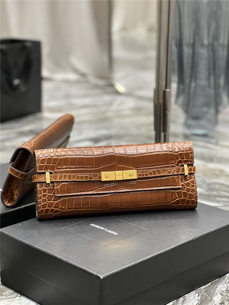 MANHATTAN CLUTCH IN CROCODILE-EMBOSSED LEATHER High