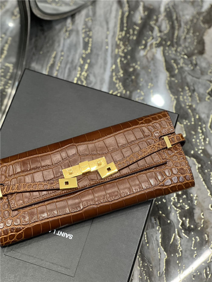 MANHATTAN CLUTCH IN CROCODILE-EMBOSSED LEATHER High