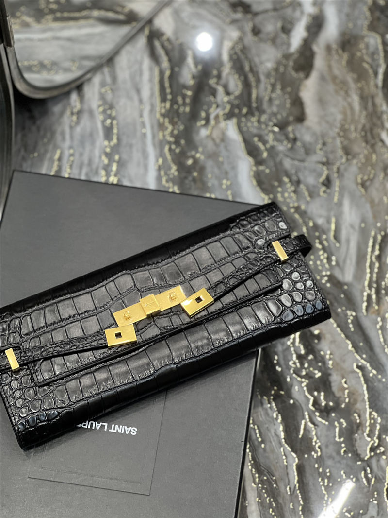 MANHATTAN CLUTCH IN CROCODILE-EMBOSSED LEATHER High