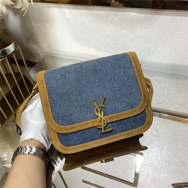 SOLFERINO MEDIUM SATCHEL IN SUEDE AND DENIM High